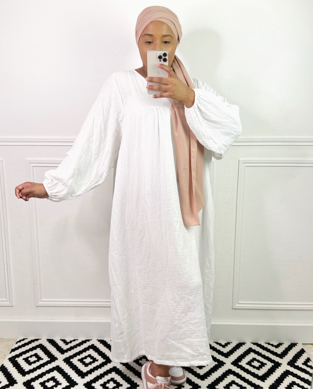 ROBE GAZ DE COTON - Blanc